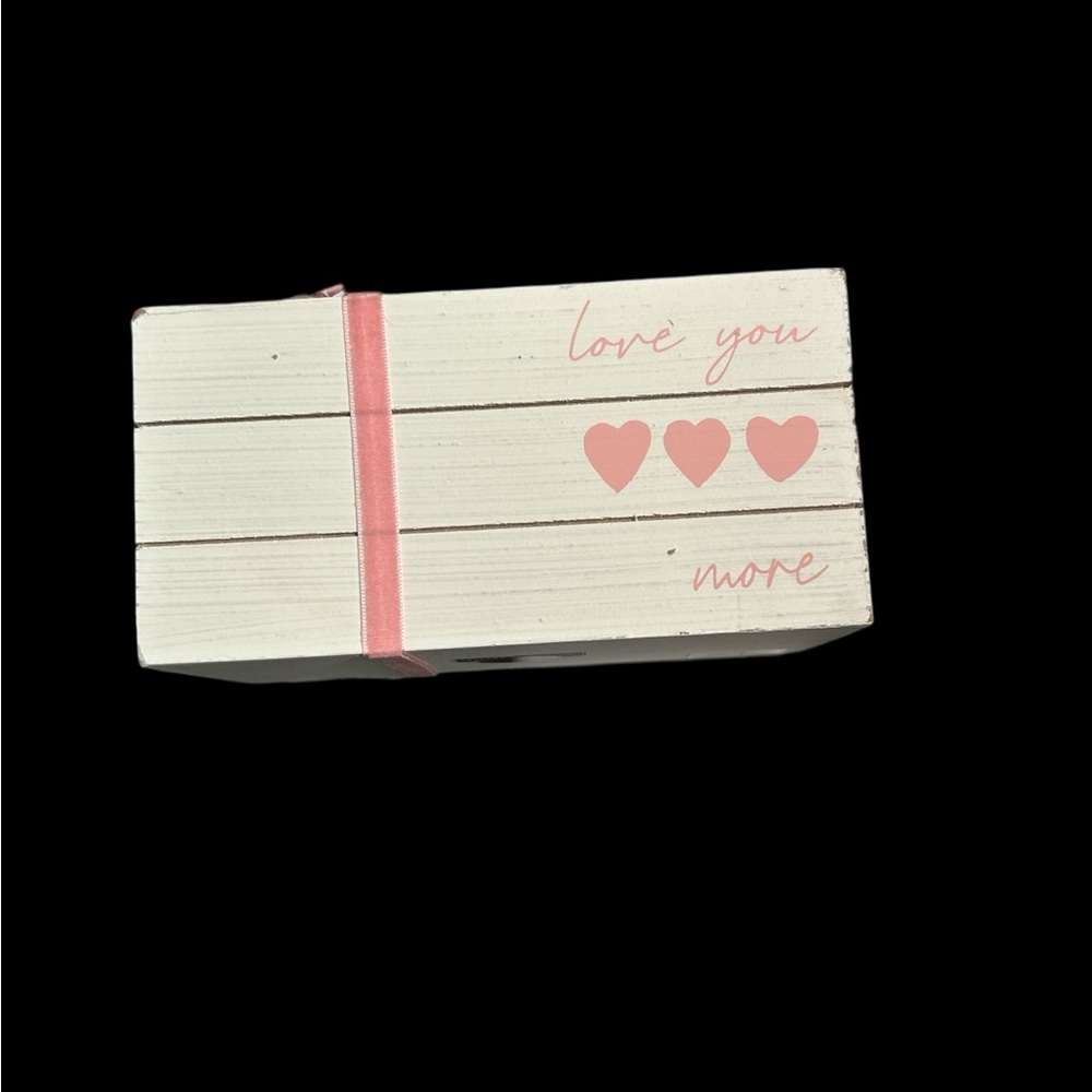 Decorative Wooden Block with Pink Accents